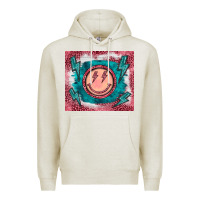 Oatmeal Heather western lightning bolt smiling face turquoise Premium Hoodie - BarkalooDesign