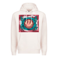 Pale Pink western lightning bolt smiling face turquoise Premium Hoodie - BarkalooDesign