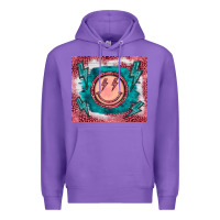 Purple western lightning bolt smiling face turquoise Premium Hoodie - BarkalooDesign