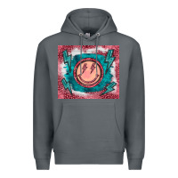 Rock western lightning bolt smiling face turquoise Premium Hoodie - BarkalooDesign
