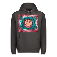 Smoke western lightning bolt smiling face turquoise Premium Hoodie - BarkalooDesign