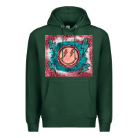 Sports Green western lightning bolt smiling face turquoise Premium Hoodie - BarkalooDesign