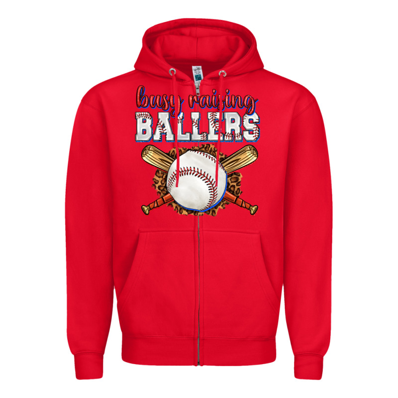 Busy Raising Ballers Baseball Zipper Hoodie by texasbilliewilder | Teevron