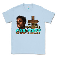 Dusty Blue a wise man puts god first Classic Tee - texasbilliewilder
