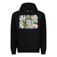 Black pink roses with leopard background Premium Hoodie - LillyAllenDesigns