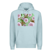 Blue Mist pink roses with leopard background Premium Hoodie - LillyAllenDesigns