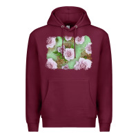 Burgundy pink roses with leopard background Premium Hoodie - LillyAllenDesigns