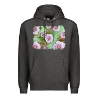 Charcoal Heather pink roses with leopard background Premium Hoodie - LillyAllenDesigns