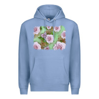 Colony Blue pink roses with leopard background Premium Hoodie - LillyAllenDesigns