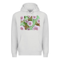 Dove Grey pink roses with leopard background Premium Hoodie - LillyAllenDesigns