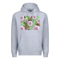 Heather Grey pink roses with leopard background Premium Hoodie - LillyAllenDesigns