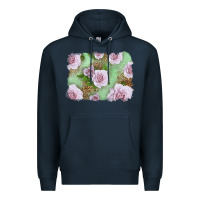 Navy pink roses with leopard background Premium Hoodie - LillyAllenDesigns