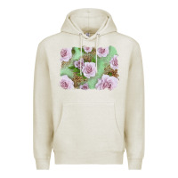 Oatmeal Heather pink roses with leopard background Premium Hoodie - LillyAllenDesigns