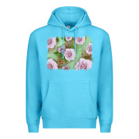 Ocean Blue pink roses with leopard background Premium Hoodie - LillyAllenDesigns