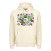 Sandshell pink roses with leopard background Premium Hoodie - LillyAllenDesigns
