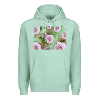 Seafoam pink roses with leopard background Premium Hoodie - LillyAllenDesigns