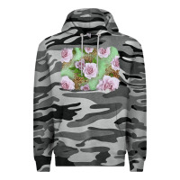 Slate Camo pink roses with leopard background Premium Hoodie - LillyAllenDesigns