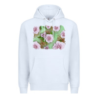 White pink roses with leopard background Premium Hoodie - LillyAllenDesigns