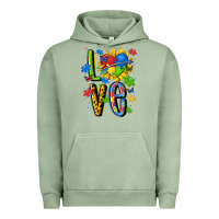 Pigment Oil Green autism love Urban Hoodie - MaliasSmallBusiness