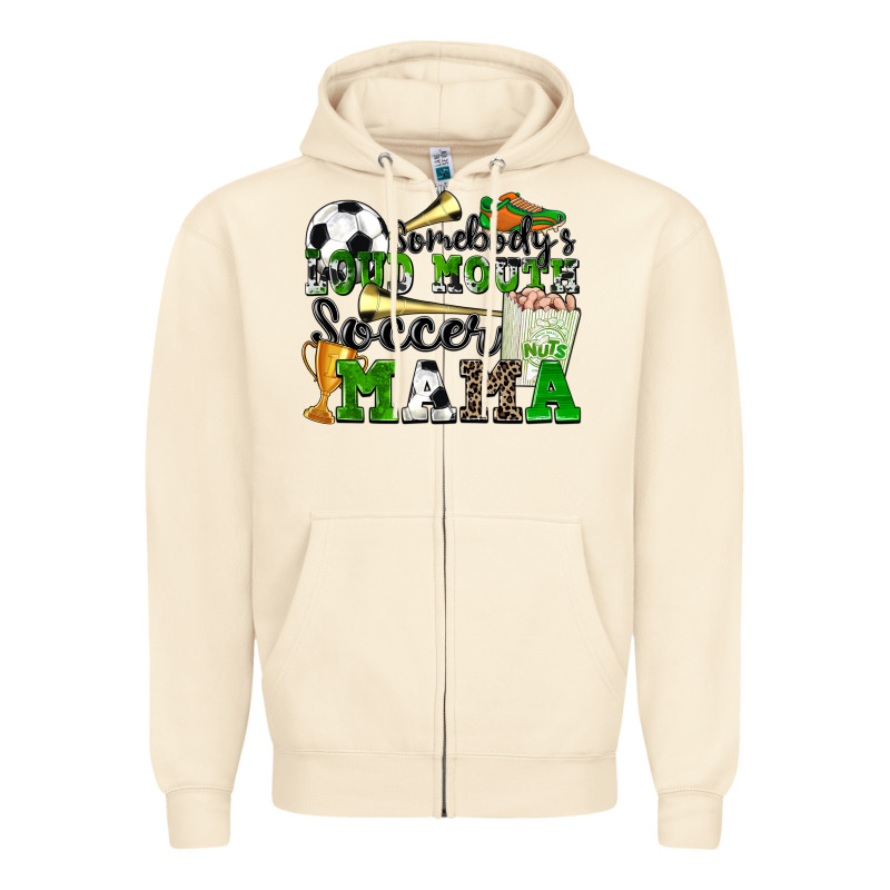Somebody's Loud Mouth Soccer Mama Zipper Hoodie by Zillion Design Studio | Teevron