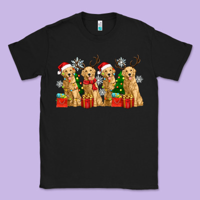 Classic Tee golden dogs with christmas