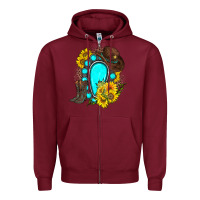 Burgundy western turquoise gemstone Zipper Hoodie - Zillion Design Studio