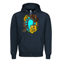 Navy western turquoise gemstone Zipper Hoodie - Zillion Design Studio