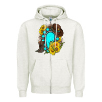 Oatmeal Heather western turquoise gemstone Zipper Hoodie - Zillion Design Studio