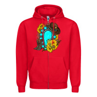 Red western turquoise gemstone Zipper Hoodie - Zillion Design Studio