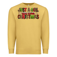 Antique Gold just a girl who loves christmas with cookies Premium Sweatshirt - FaDigitalArtStudio