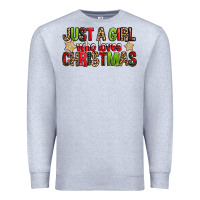 Heather Grey just a girl who loves christmas with cookies Premium Sweatshirt - FaDigitalArtStudio