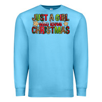 Ocean Blue just a girl who loves christmas with cookies Premium Sweatshirt - FaDigitalArtStudio