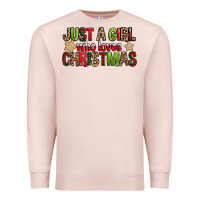 Pale Pink just a girl who loves christmas with cookies Premium Sweatshirt - FaDigitalArtStudio