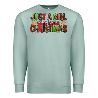 Seafoam just a girl who loves christmas with cookies Premium Sweatshirt - FaDigitalArtStudio