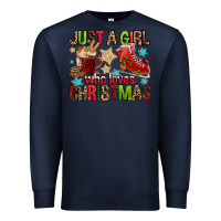Navy just a girl who loves christmas Premium Sweatshirt - FaDigitalArtStudio