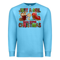 Ocean Blue just a girl who loves christmas Premium Sweatshirt - FaDigitalArtStudio