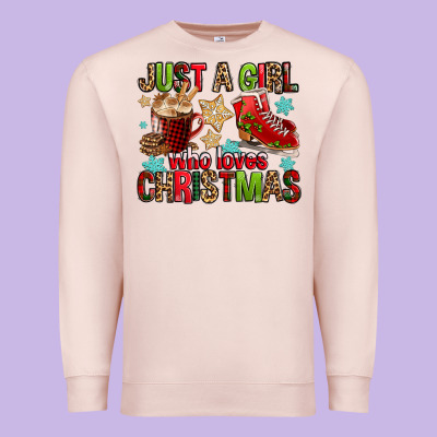 Just A Girl Who Loves Christmas Premium Sweatshirt Designed By Fadigitalartstudio