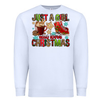 White just a girl who loves christmas Premium Sweatshirt - FaDigitalArtStudio
