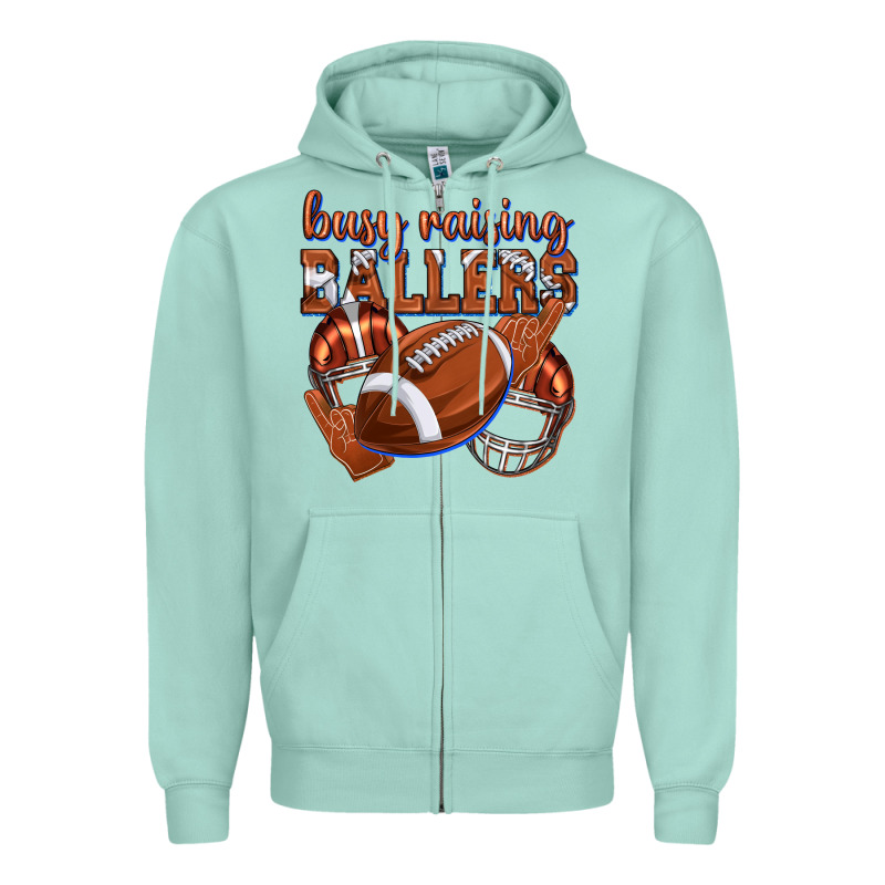 Busy Raising Ballers Football Zipper Hoodie by texasbilliewilder | Teevron