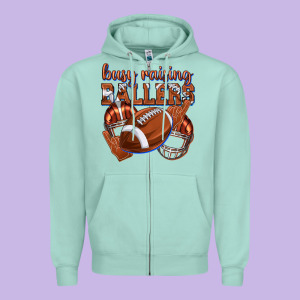 Busy Raising Ballers Football Zipper Hoodie Designed By Texasbilliewilder