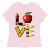Bubblegum Pink love teacher Ladies Tee - BarkalooDesign