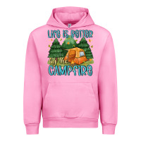 Fuchsia Pink life is better by the camp fire Urban Hoodie - MaliasSmallBusiness