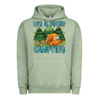 Pigment Oil Green life is better by the camp fire Urban Hoodie - MaliasSmallBusiness