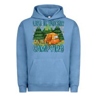 Pigment Pebble Blue life is better by the camp fire Urban Hoodie - MaliasSmallBusiness