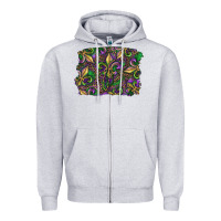 Heather Grey Mardi Gras Fleur De Lis Zipper Hoodie - RanaPortraitStore