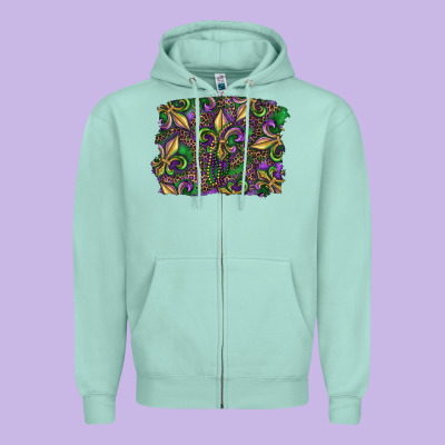 Zipper Hoodie Mardi Gras Fleur De Lis