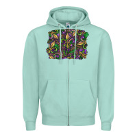 Seafoam Mardi Gras Fleur De Lis Zipper Hoodie - RanaPortraitStore