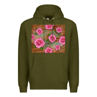 Army Green Western Pink Roses Premium Hoodie - LillyAllenDesigns