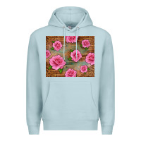 Blue Mist Western Pink Roses Premium Hoodie - LillyAllenDesigns