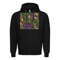 Black mardi gras fleur de lis Zipper Hoodie - RanaPortraitStore